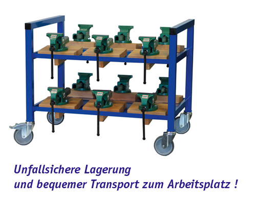 Schraubstockwagen für 12 Schraubstöcke LBH: 950 x 650 x 785 mm