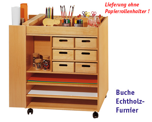 Atelierwagen, fahrbar HBT: 960 x 730 x 630 mm, Buche furniert,