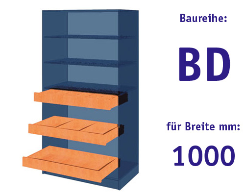 Einbauschublade ohne Unterteilung - BD für Fachraumschränke, Breite 1000 mm