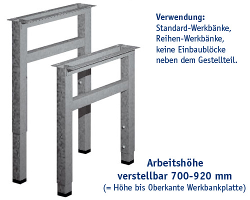 Gestellteil HM, mit 2 Befestigungswinkeln höhenverstellbar für HOK 700 - 920 mm.