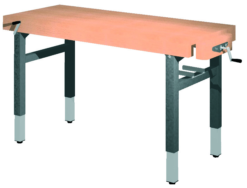 Universal-Werkbank 1000-1R-SPA/HK Platte: 1300 x 650 mm, KURBEL-HÖHENVERSTELLUNG.
