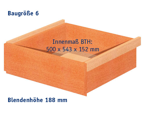 Hängeschubkasten - BGr.6, ohne Schloss Blendenhöhe 188 mm, mit Anbausatz