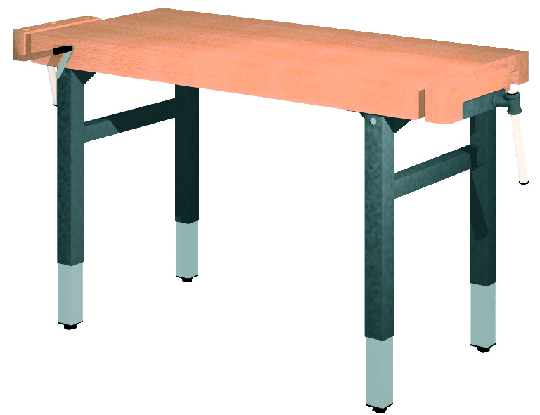 Universal-Werkbank 1000-2GS/HK Platte: 1300 x 650 mm, KURBEL-HÖHENVERSTELLUNG.