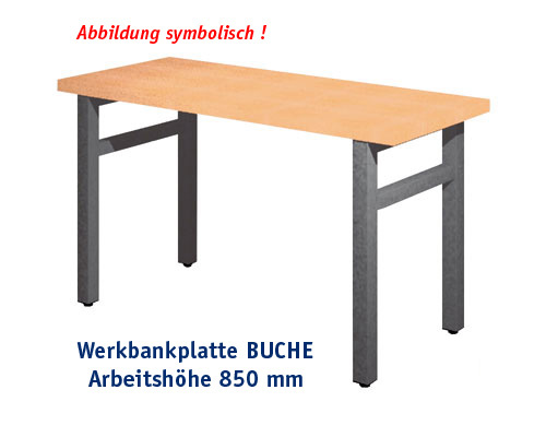 Werkbank 1000 x 650 mm - BUCHE ohne Einbauteile, ARBEITSHÖHE 850 mm.