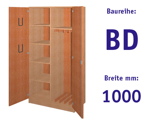 Material-/ Bügelschrank mit 2 Drehtüren HBT: 1907 x 1000 x 525+20 mm