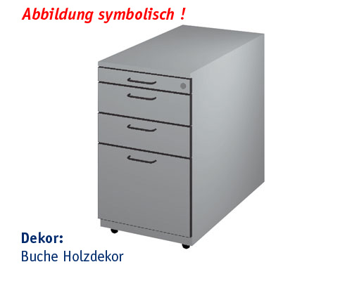 Rollcontainer Modell RC-4 HBT: 720 x 430 x 800 mm | Buche-Dekor