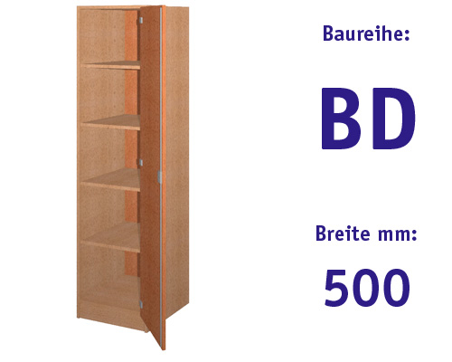 Materialschrank mit 1 Drehtüre HBT: 1907 x 500 x 525+20 mm