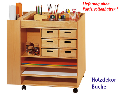 Atelierwagen, fahrbar HBT: 960 x 730 x 630 mm, Buche Holz-Dekor,