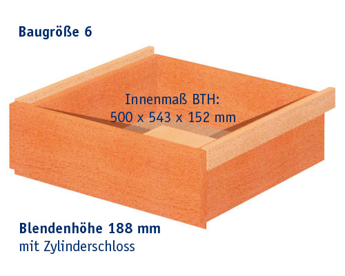 Hängeschubkasten - BGr.6, mit Schloss Blendenhöhe 188 mm, mit Anbausatz