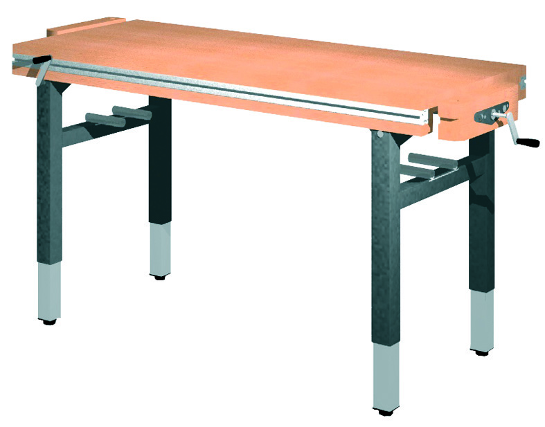 Universal-Werkbank 1500-2DIA-SPA/HK Platte: 1500 x 650 mm, KURBEL-HÖHENVERSTELLUNG.