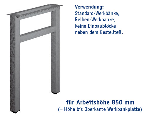 Gestellteil mit 2 Befestigungswinkeln, HB: 805 x 640 mm, für Arbeitshöhe 850 mm,