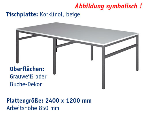 Zuschneidetisch CTK 2400 x 1200 mm | KORK Arbeitshöhe 850 mm - BUCHE-DEKOR.