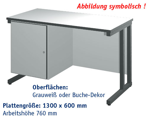 Lehrertisch Modell CTK 1300 x 600 mm | K Arbeitshöhe 760 mm - BUCHE-DEKOR.
