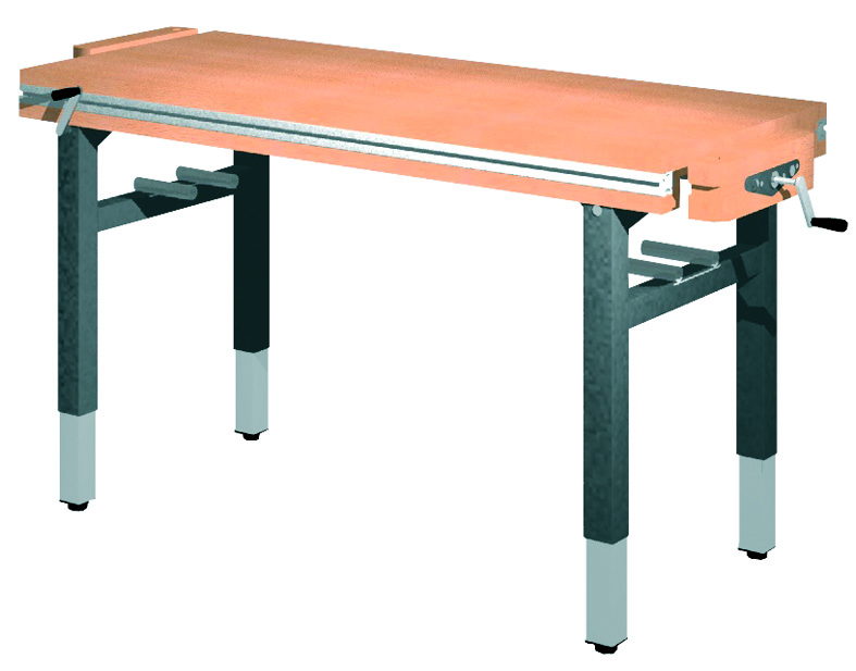 Universal-Werkbank 1500-2DIA-SPA/HK Platte: 1300 x 650 mm, KURBEL-HÖHENVERSTELLUNG.