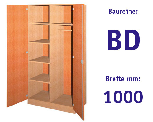 Garderobenschrank mit 2 Drehtüren HBT: 1907 x 1000 x 525+20 mm