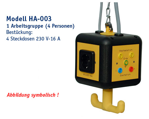 Hängeampel Modell HA-003 / 4 x 230 V zur Montage an der Decke