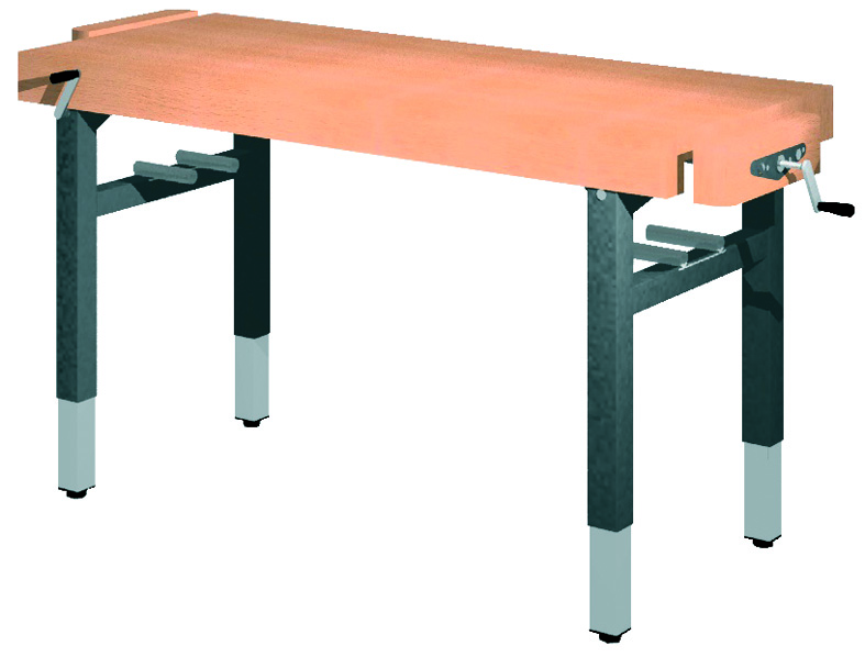 Universal-Werkbank 1000-2DIA-SPA/HK Platte: 1300 x 650 mm, KURBEL-HÖHENVERSTELLUNG.