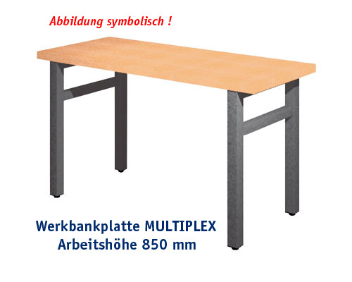 Werkbank 1000 x 650 mm - MULTIPLEX ohne Einbauteile, ARBEITSHÖHE 850 mm.