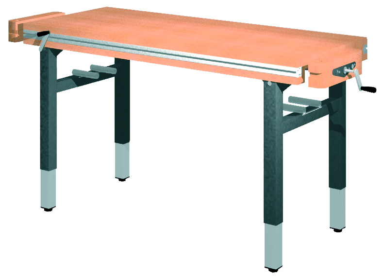 Universal-Werkbank 1500-2GS-SPA/HK Platte: 1300 x 650 mm, KURBEL-HÖHENVERSTELLUNG.