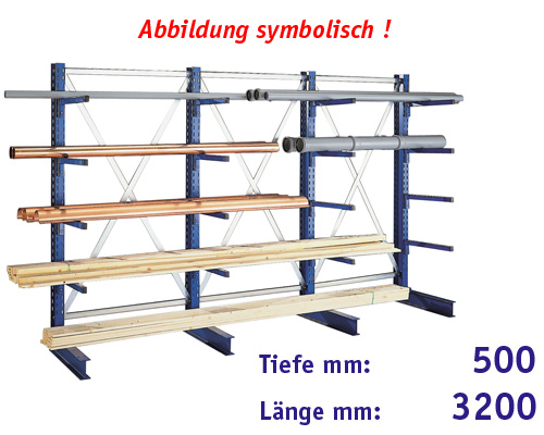 META-Kragarm-Komplettregal, einseitig HBT: 2000 x 3000 x 500 mm, 5 Ebenen