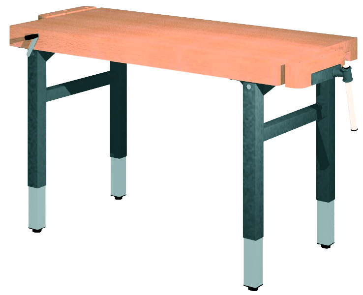Universal-Werkbank 1000-2DIA/HK Platte: 1300 x 650 mm, KURBEL-HÖHENVERSTELLUNG.